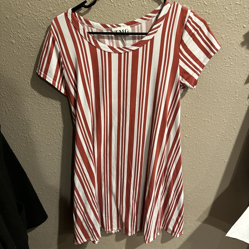 INC International Concepts Red and White Striped Tee